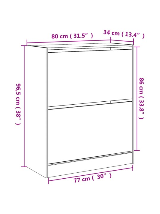 Jalatsikapp, sonoma tamm, 80 x 34 x 96,5 cm, tehispuit