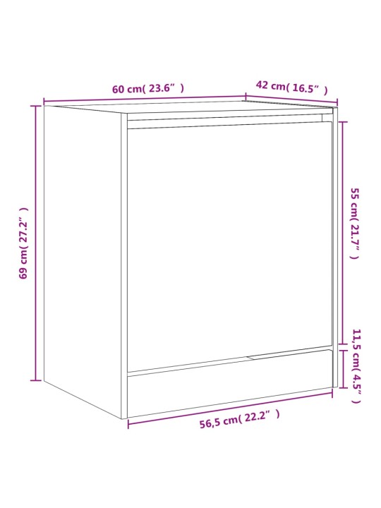 Jalatsikapp, hall sonoma tamm, 60 x 42 x 69 cm, tehispuit