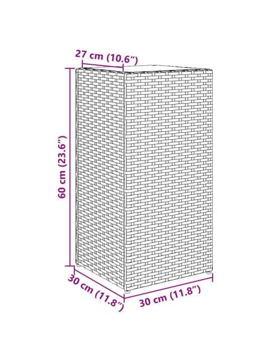 Taimekast, pruun, 30 x 30 x 60 cm, polürotang