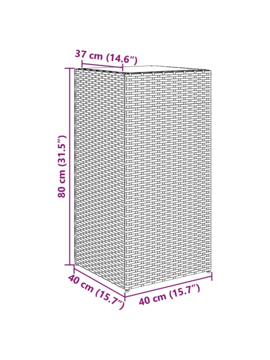 Taimekast, pruun, 40 x 40 x 80 cm, polürotang