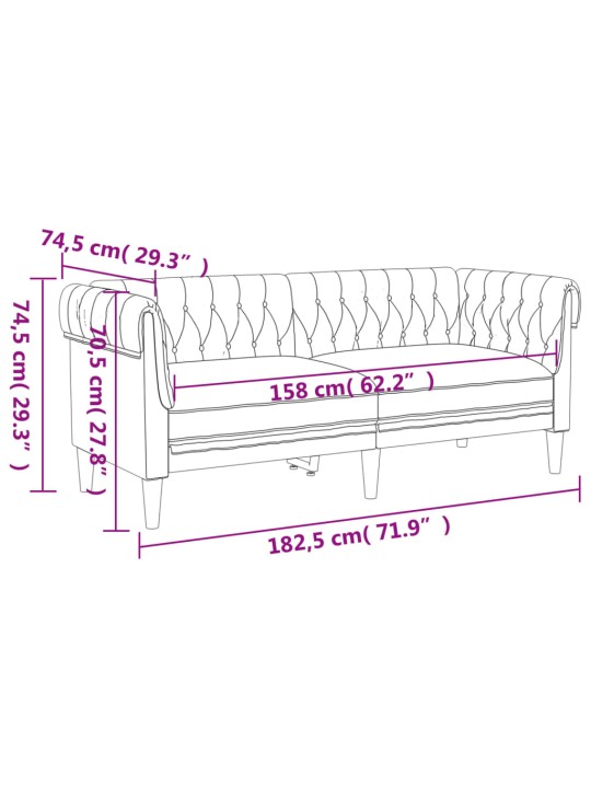 2-kohaline chesterfield diivan, helehall, kangas