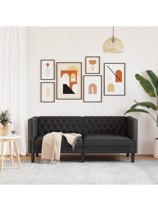 CHESTERFIELDI KAHEKOHALINE DIIVAN, MUST KUNSTNAHAST