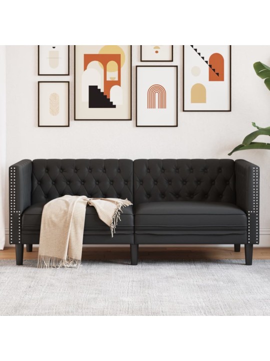 CHESTERFIELDI KAHEKOHALINE DIIVAN, MUST KUNSTNAHAST