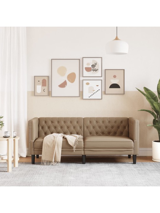 2-KOHALINE CHESTERFIELDI DIIVAN, CAPPUCCINO, KUNSTNAHK