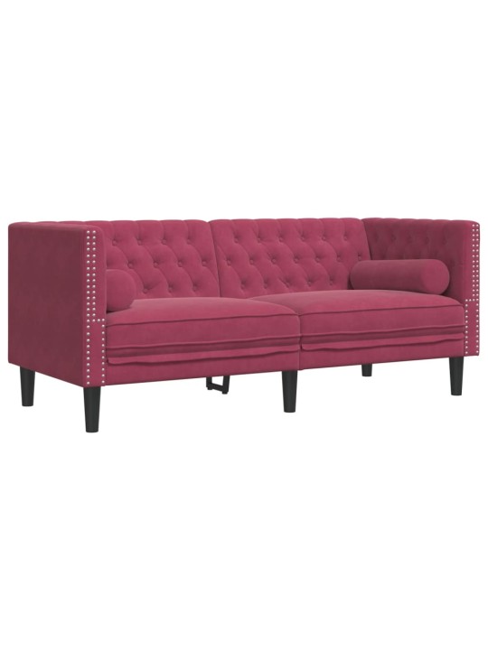 2-KOHALINE CHESTERFIELD DIIVAN RULLPATJADEGA VEINIPUNANE SAMET