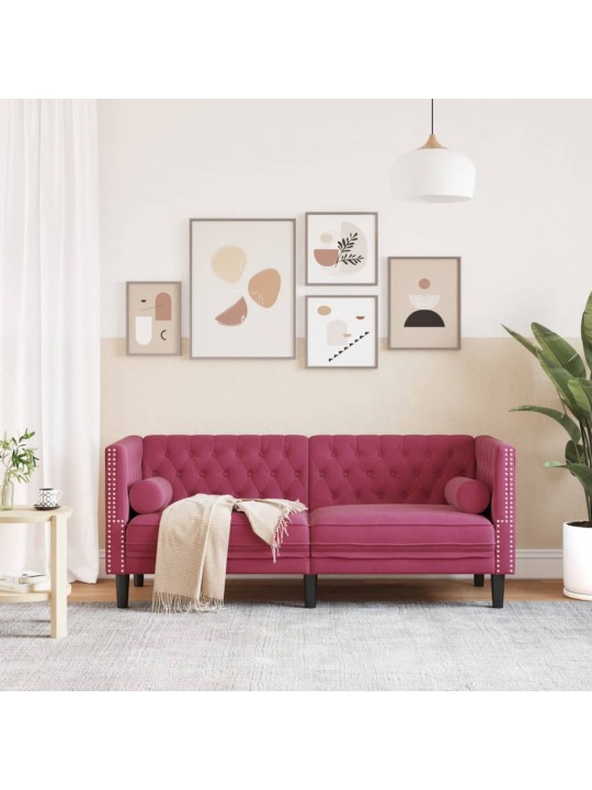 2-KOHALINE CHESTERFIELD DIIVAN RULLPATJADEGA VEINIPUNANE SAMET