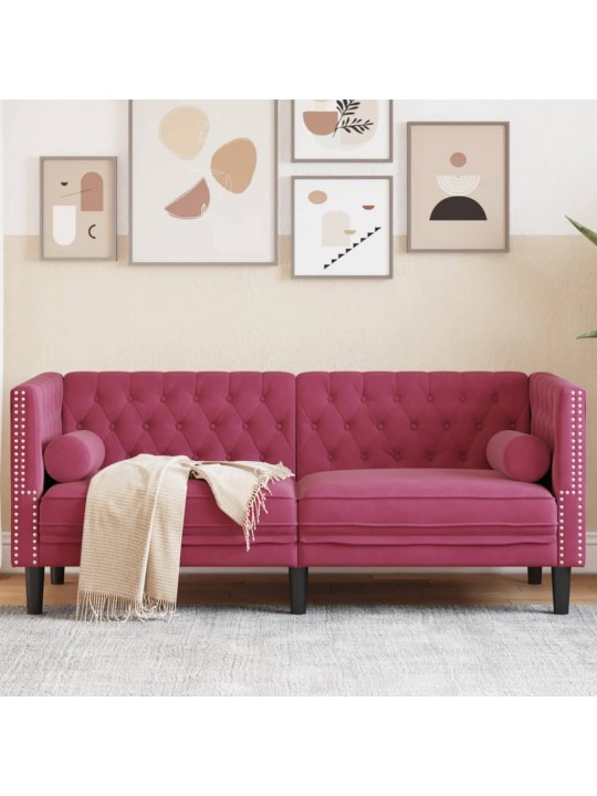 2-KOHALINE CHESTERFIELD DIIVAN RULLPATJADEGA VEINIPUNANE SAMET