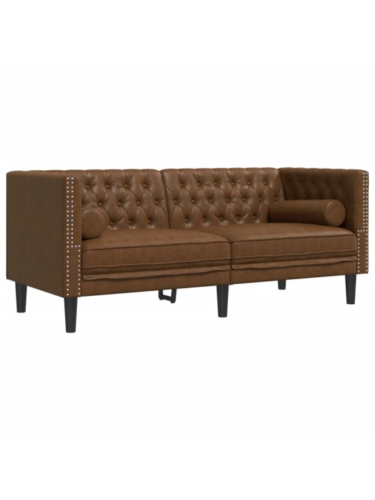 2-KOHALINE CHESTERFIELD DIIVAN RULLPATJADEGA KUNSTSEEMISNAHK