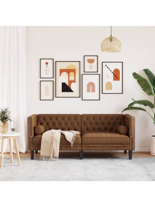 2-KOHALINE CHESTERFIELD DIIVAN RULLPATJADEGA KUNSTSEEMISNAHK