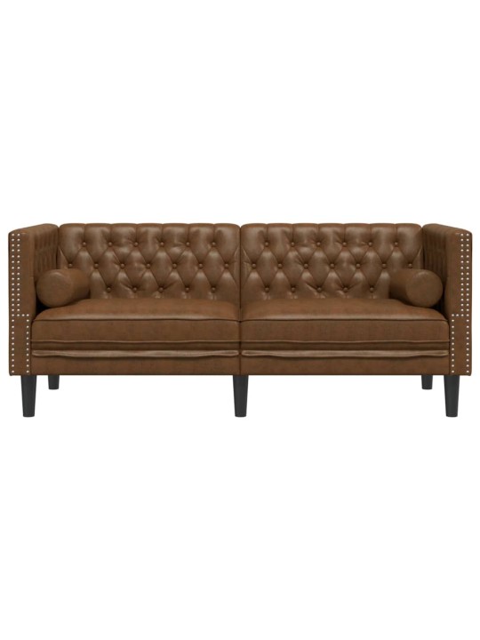 2-KOHALINE CHESTERFIELD DIIVAN RULLPATJADEGA KUNSTSEEMISNAHK