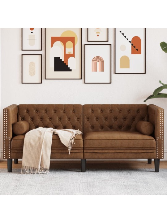 2-KOHALINE CHESTERFIELD DIIVAN RULLPATJADEGA KUNSTSEEMISNAHK
