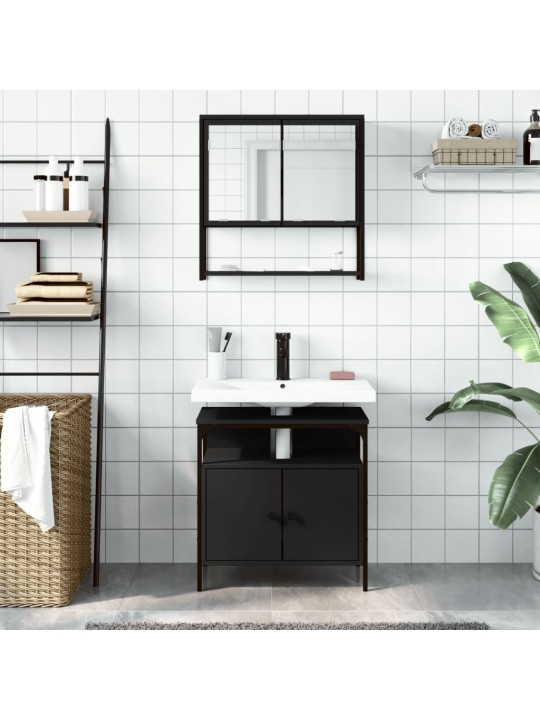 2-OSALINE VANNITOA MÖÖBLIKOMPLEKT, MUST, TEHISPUIT