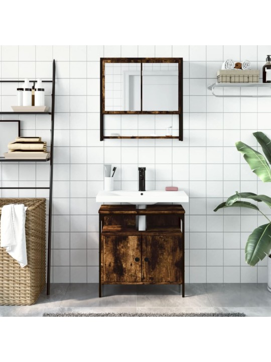 2-OSALINE VANNITOA MÖÖBLIKOMPLEKT, SUITSUTATUD TAMM, TEHISPUIT