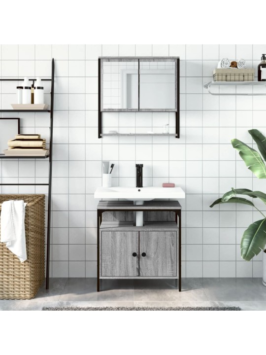 2-OSALINE VANNITOAMÖÖBLI KOMPLEKT, HALL SONOMA TAMM, TEHISPUIT