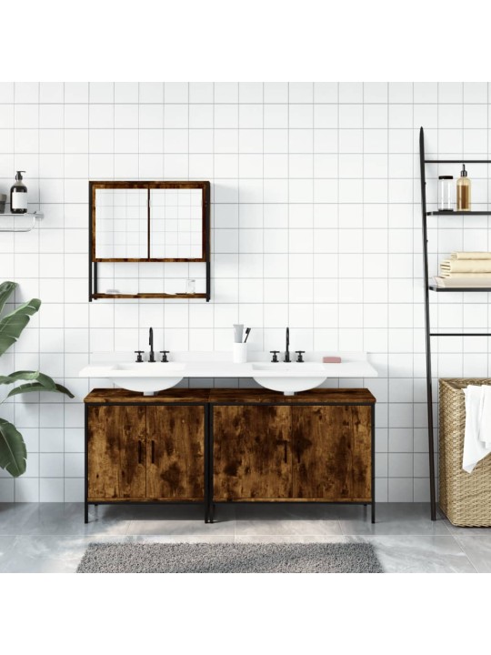 3-osaline vannitoa mööblikomplekt, suitsutatud tamm, tehispuit