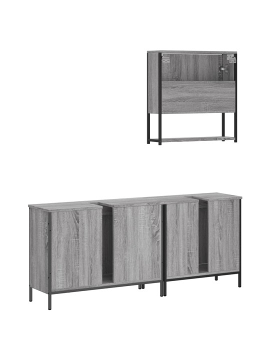 3-osaline vannitoamööbli komplekt, hall sonoma tamm, tehispuit