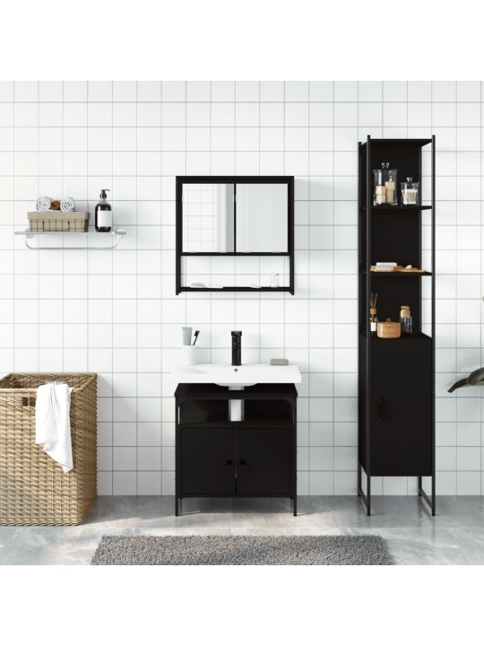 3-OSALINE VANNITOA MÖÖBLIKOMPLEKT, MUST, TEHISPUIT