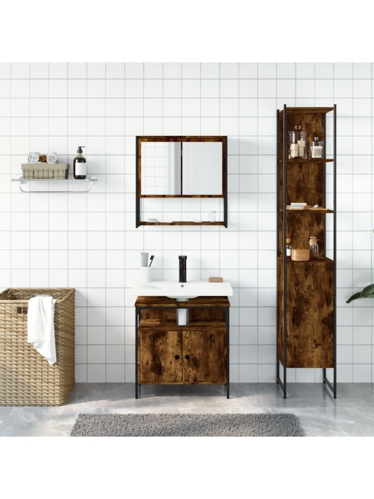 3-OSALINE VANNITOA MÖÖBLIKOMPLEKT, SUITSUTATUD TAMM, TEHISPUIT