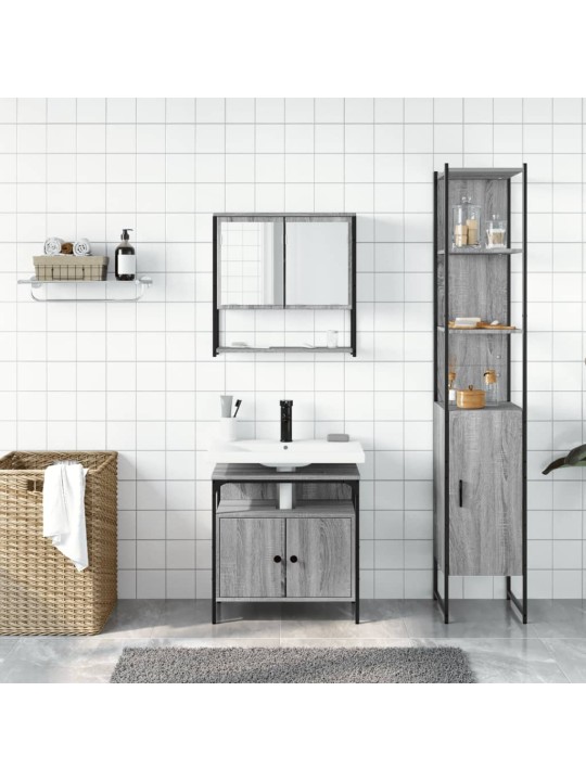 3-OSALINE VANNITOAMÖÖBLI KOMPLEKT, HALL SONOMA TAMM, TEHISPUIT