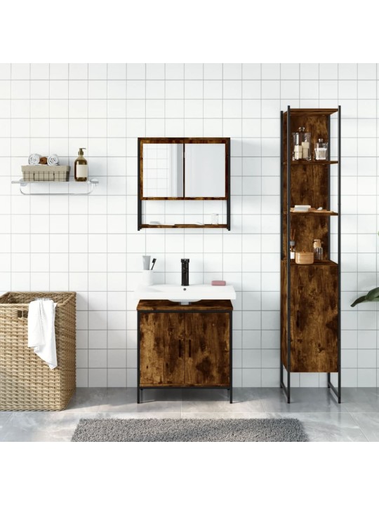 3-osaline vannitoa mööblikomplekt, suitsutatud tamm, tehispuit