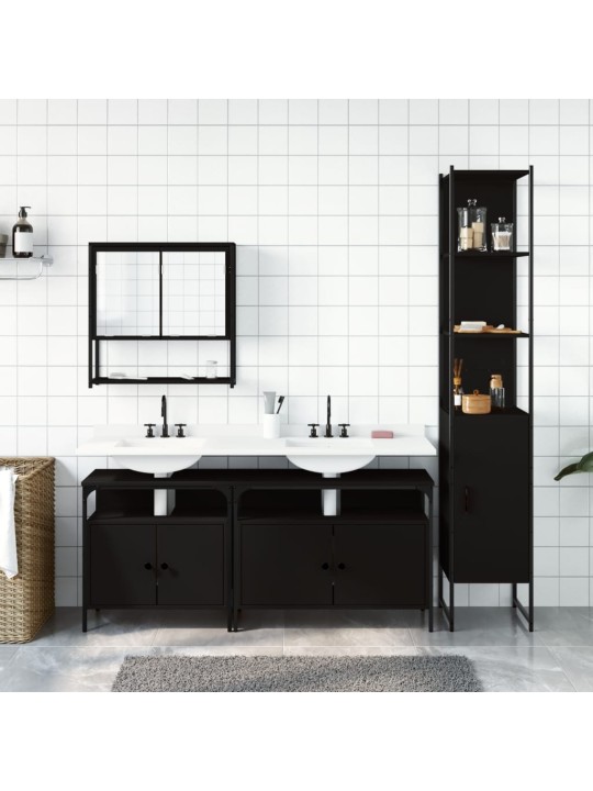 4-OSALINE VANNITOA MÖÖBLIKOMPLEKT, MUST, TEHISPUIT