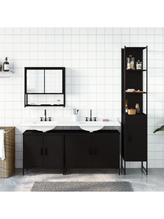 4-OSALINE VANNITOA MÖÖBLIKOMPLEKT, MUST, TEHISPUIT