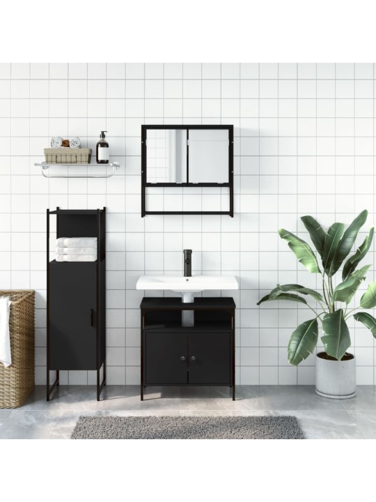 3-OSALINE VANNITOA MÖÖBLIKOMPLEKT, MUST, TEHISPUIT