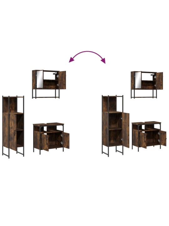 3-OSALINE VANNITOA MÖÖBLIKOMPLEKT, SUITSUTATUD TAMM, TEHISPUIT