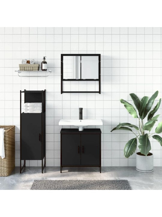 3-OSALINE VANNITOA MÖÖBLIKOMPLEKT, MUST, TEHISPUIT