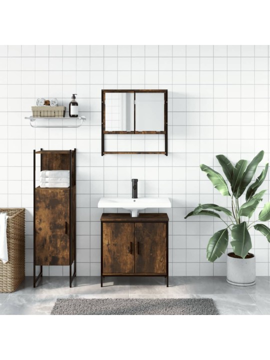 3-osaline vannitoa mööblikomplekt, suitsutatud tamm, tehispuit