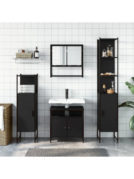 4-OSALINE VANNITOA MÖÖBLIKOMPLEKT, MUST, TEHISPUIT