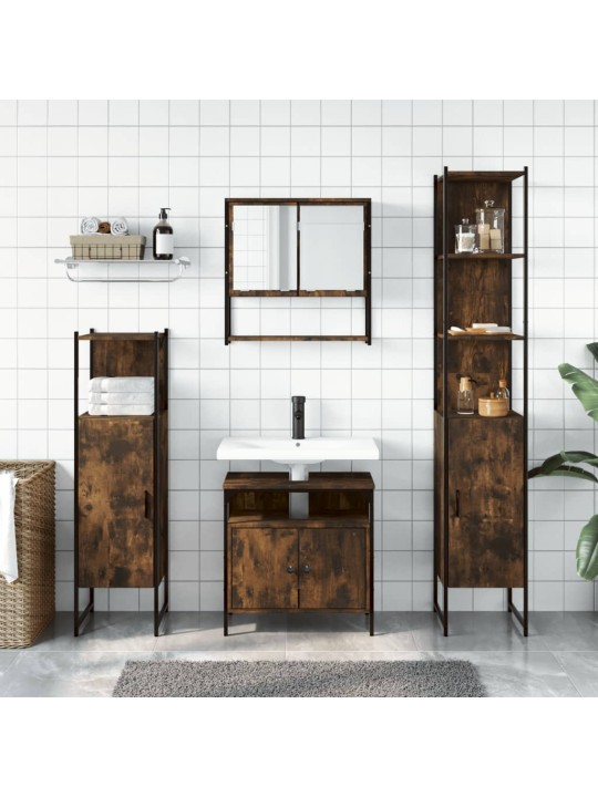 4-OSALINE VANNITOA MÖÖBLIKOMPLEKT, SUITSUTATUD TAMM, TEHISPUIT