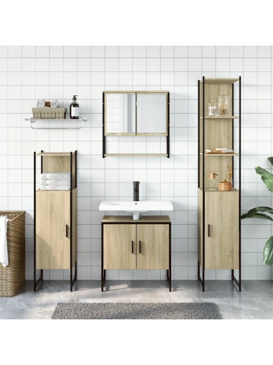 4-osaline vannitoa mööblikomplekt, suitsutatud tamm, tehispuit