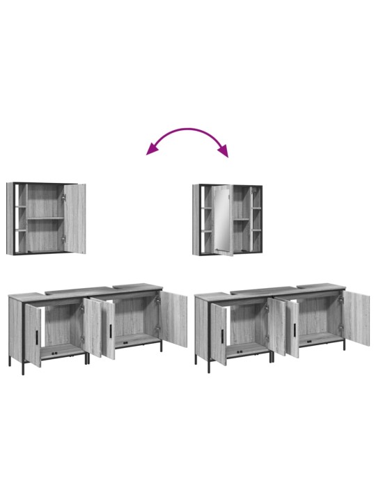 3-osaline vannitoakappide komplekt, hall sonoma tamm, tehispuit