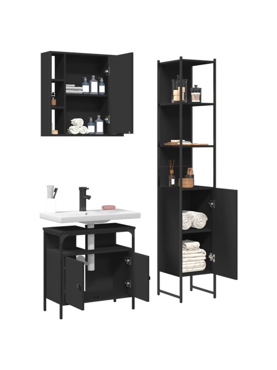 3-OSALINE VANNITOAKAPPIDE KOMPLEKT, MUST, TEHISPUIT