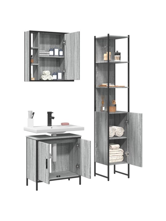 3-osaline vannitoakappide komplekt, hall sonoma tamm, tehispuit