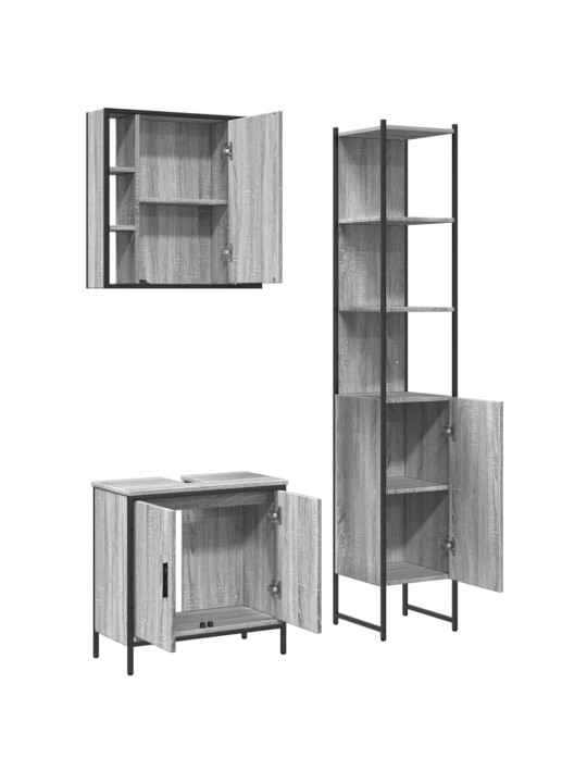 3-osaline vannitoakappide komplekt, hall sonoma tamm, tehispuit