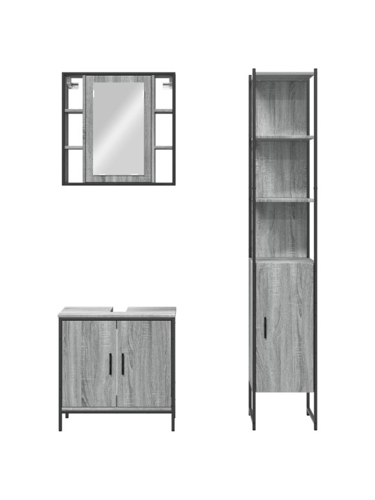 3-osaline vannitoakappide komplekt, hall sonoma tamm, tehispuit