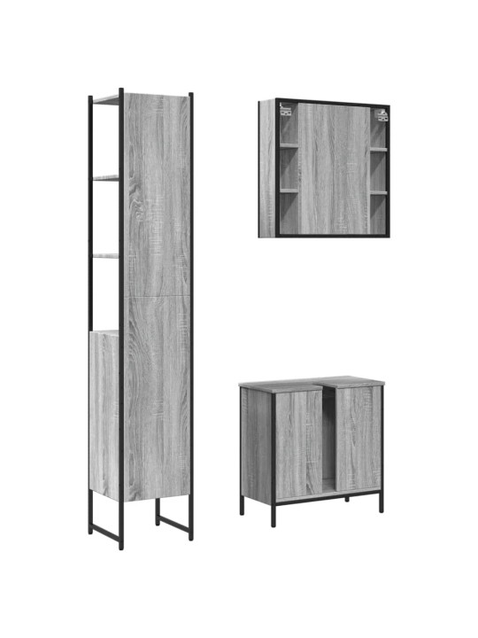 3-osaline vannitoakappide komplekt, hall sonoma tamm, tehispuit