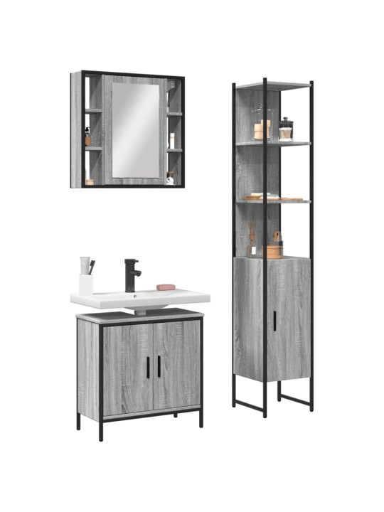 3-osaline vannitoakappide komplekt, hall sonoma tamm, tehispuit
