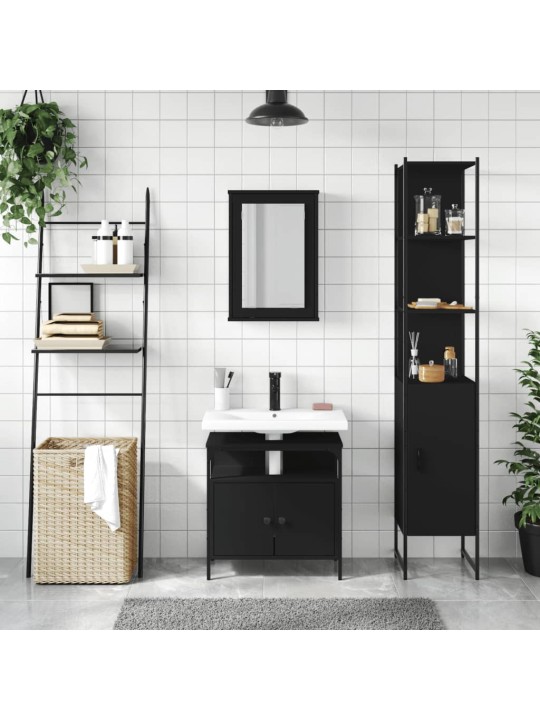 3-OSALINE VANNITOA MÖÖBLIKOMPLEKT, MUST, TEHISPUIT