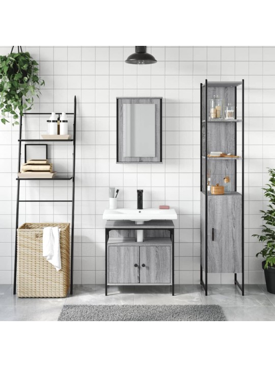 3-OSALINE VANNITOAMÖÖBLI KOMPLEKT, HALL SONOMA TAMM, TEHISPUIT