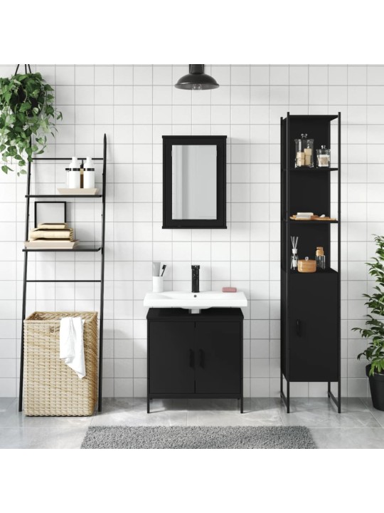 3-OSALINE VANNITOA MÖÖBLIKOMPLEKT, MUST, TEHISPUIT