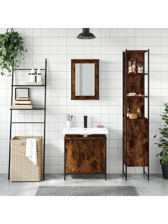 3-osaline vannitoa mööblikomplekt, suitsutatud tamm, tehispuit