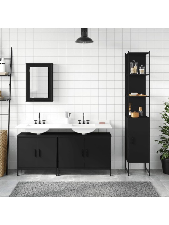 4-OSALINE VANNITOA MÖÖBLIKOMPLEKT, MUST, TEHISPUIT