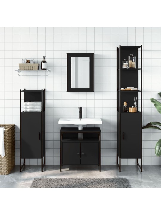 4-OSALINE VANNITOA MÖÖBLIKOMPLEKT, MUST, TEHISPUIT