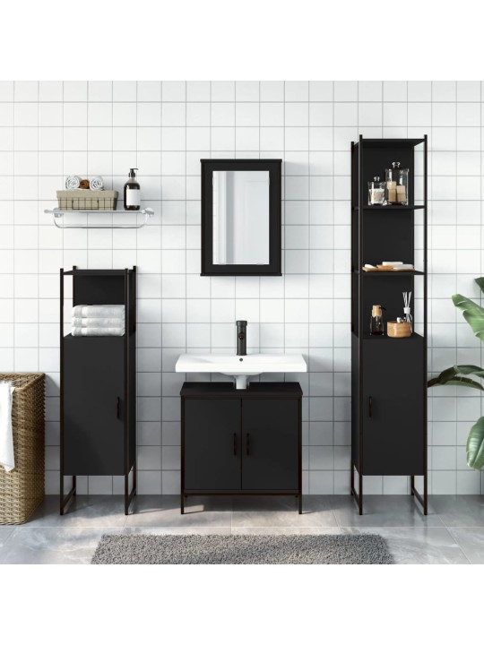 4-OSALINE VANNITOA MÖÖBLIKOMPLEKT, MUST, TEHISPUIT