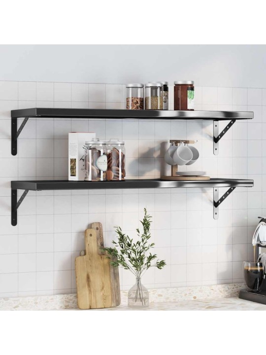 Seinariiulid 2 tk, 100x30 cm, must, roostevaba teras