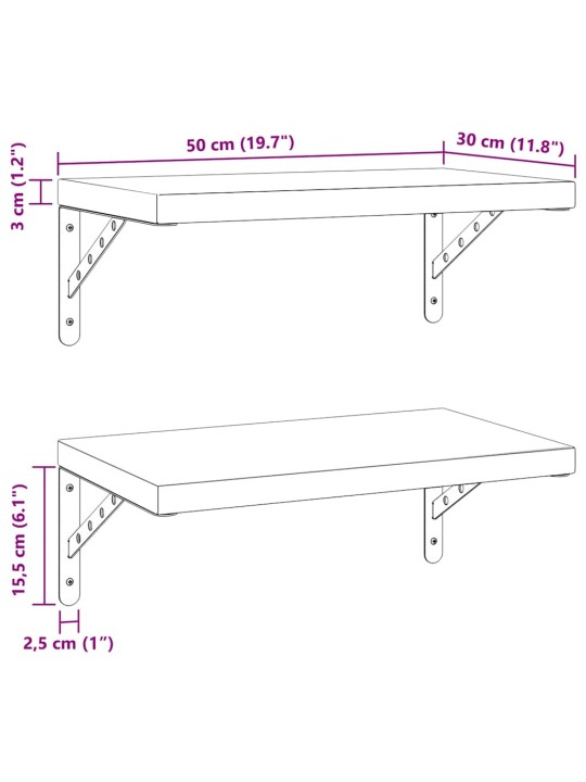 Seinariiulid 2 tk, 50x30 cm, must, roostevaba teras