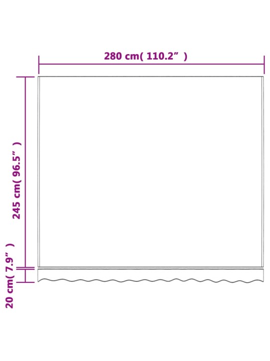 Varikatuse asenduskangas, punase ja valge triibuline, 3 x 2,5 m